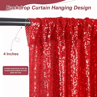 Foto 4 | Cortinas Con Fondo De Lentejuelas Soardream, Color Rojo, 60 X 240 Cm, 6 Unidades - Venta Internacional.