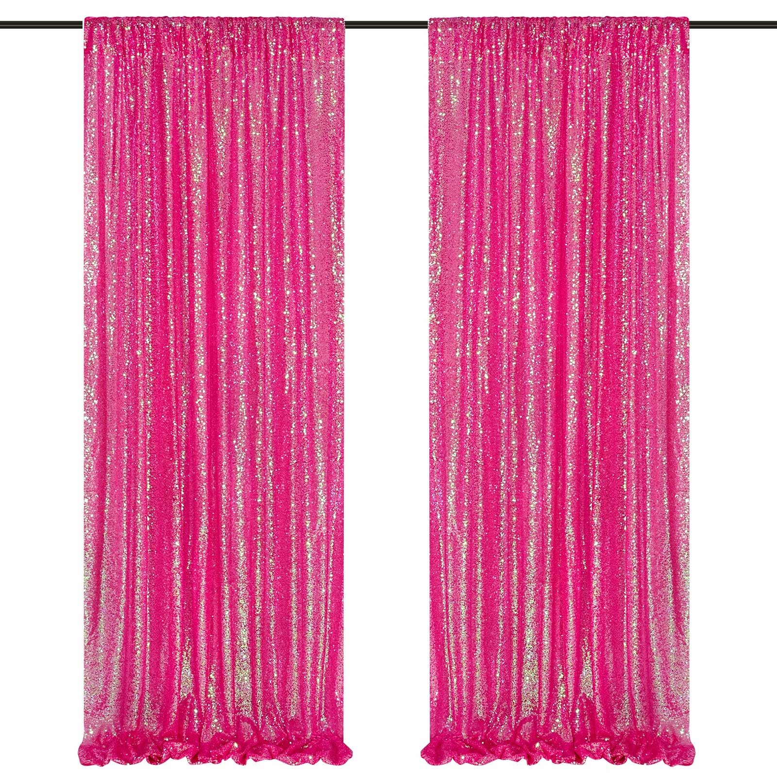 Foto 2 pulgar | Cortinas Con Fondo De Lentejuelas Queendream Iridiscentes, Rosa Intenso, X2 - Venta Internacional.