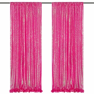 Foto 1 | Cortinas Con Fondo De Lentejuelas Queendream Iridiscentes, Rosa Intenso, X2 - Venta Internacional.