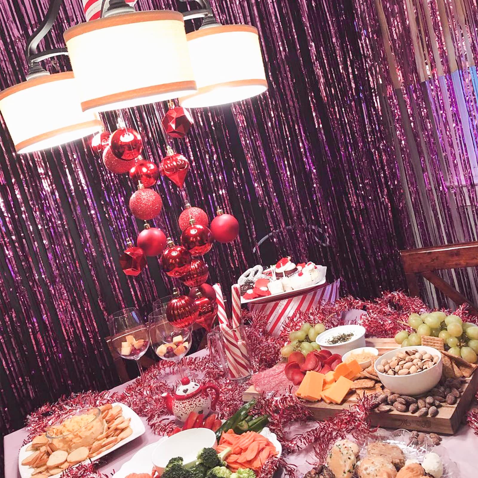 Foto 4 | Cortina Con Flecos Partywoo, 2 Unidades, 200 X 100 Cm, Color Rosa Intenso - Venta Internacional.