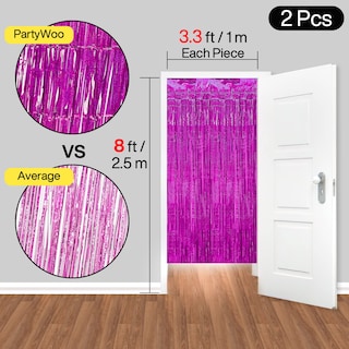 Foto 6 | Cortina Con Flecos Partywoo, 2 Unidades, 200 X 100 Cm, Color Rosa Intenso - Venta Internacional.