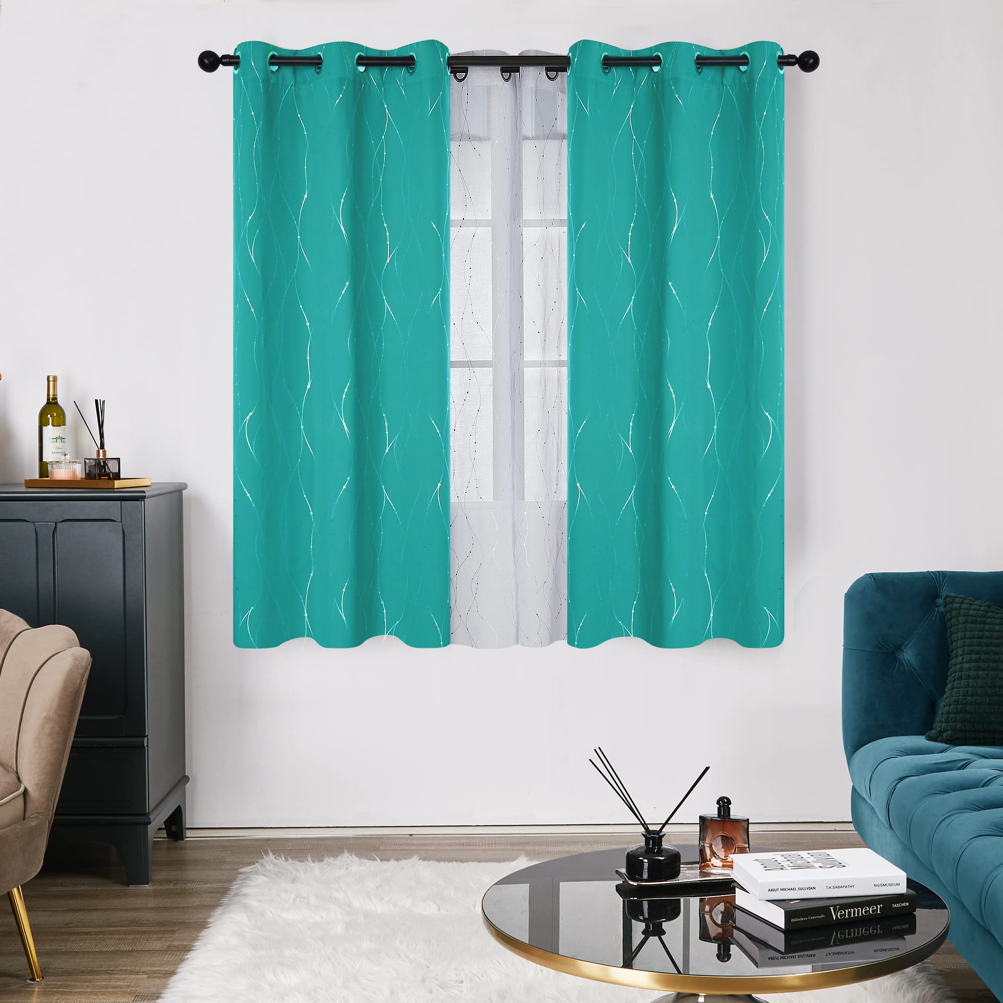 Foto 2 | Cortinas Deconovo Opacas Con Ojales Estampados En Plata - Venta Internacional.