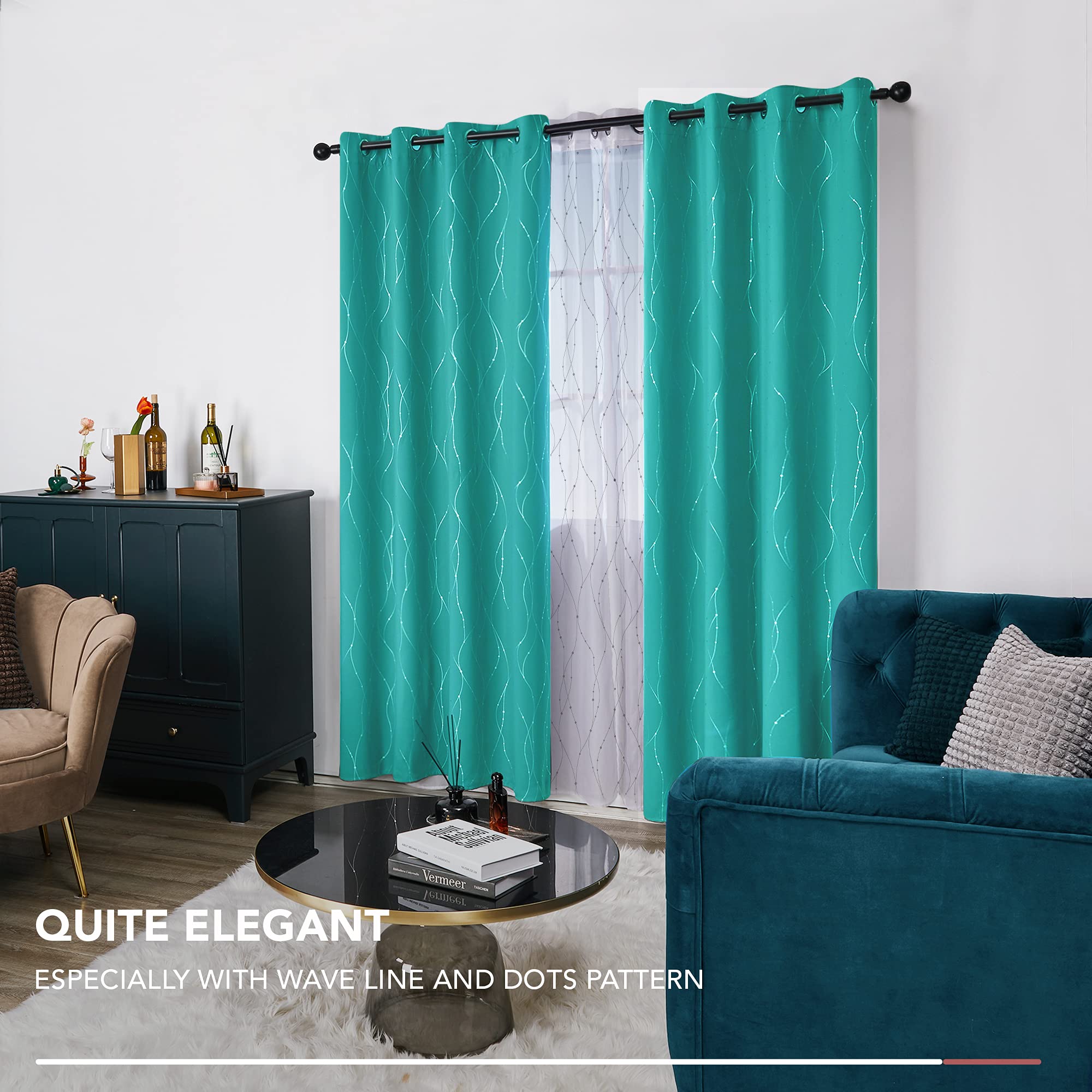 Foto 3 | Cortinas Deconovo Opacas Con Ojales Estampados En Plata - Venta Internacional.