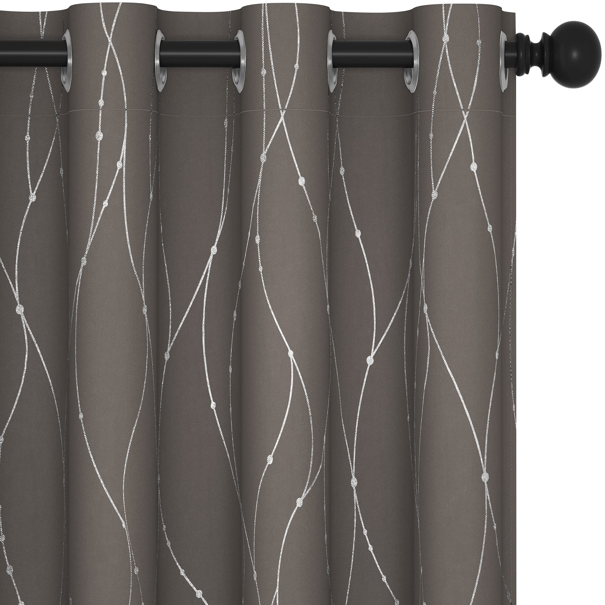 Foto 1 | Cortinas Deconovo, Opacas, Con Ojales, Estampado Plateado, Color Topo, 132 X 114 Cm - Venta Internacional.