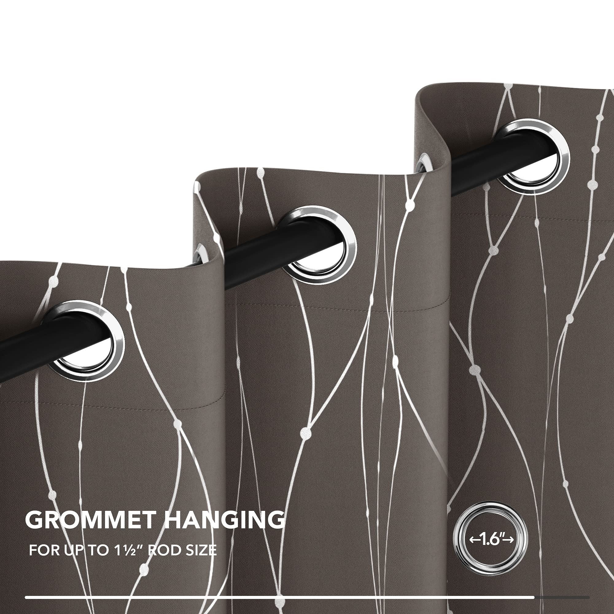Foto 7 | Cortinas Deconovo, Opacas, Con Ojales, Estampado Plateado, Color Topo, 132 X 114 Cm - Venta Internacional.