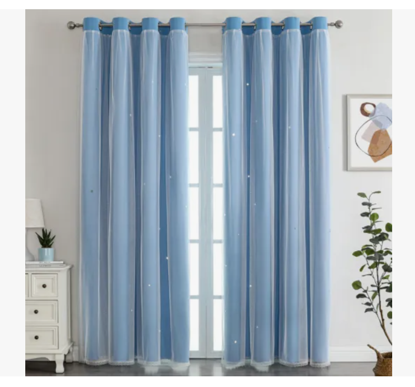 Foto 1 | Cortina Estrellas Blackout Opaca 132 X 214 Cm Cuarto Sala 1