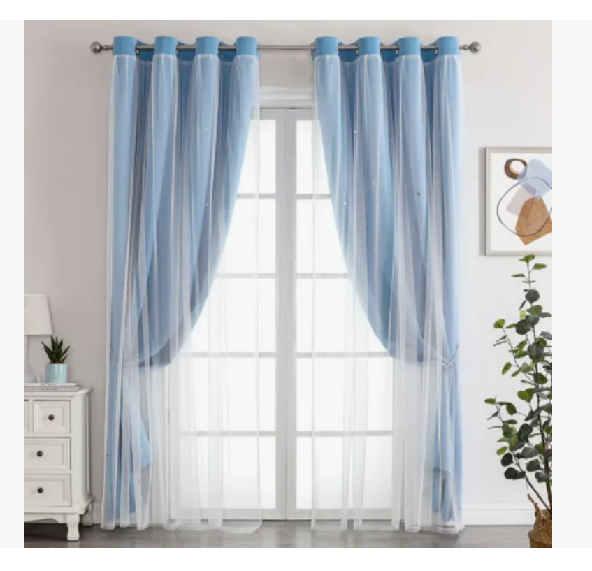 Foto 2 | Cortina Estrellas Blackout Opaca 132 X 214 Cm Cuarto Sala 1