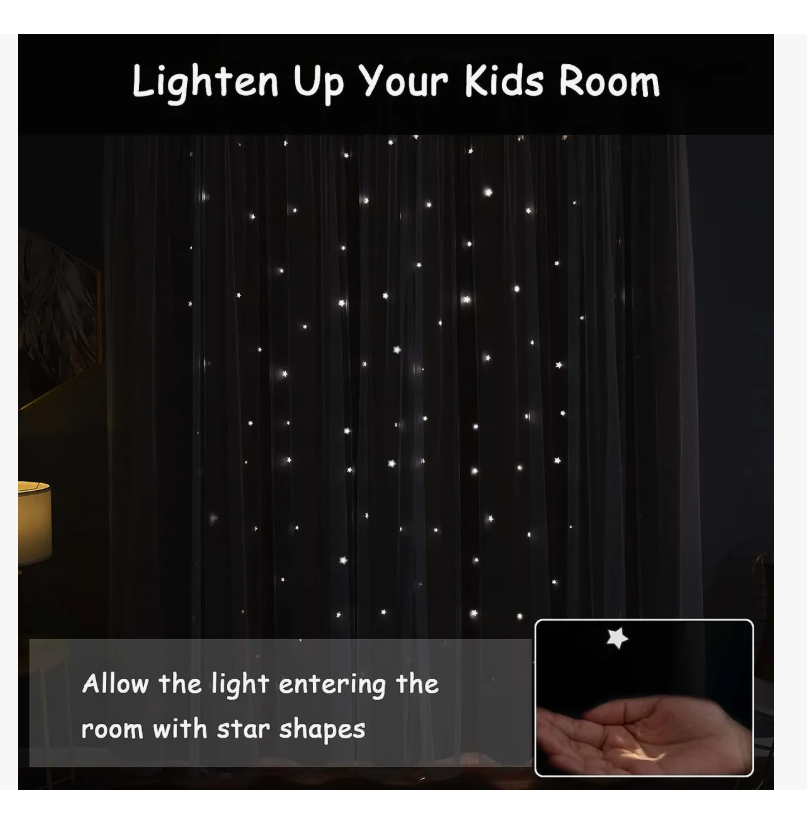 Foto 3 | Cortina Estrellas Blackout Opaca 132 X 214 Cm Cuarto Sala 1