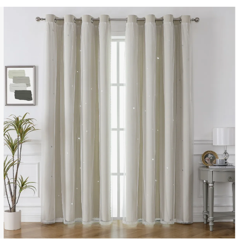 Foto 2 pulgar | 2piezas Cortinas Blackout Para Niños 132x244cm Con Estrellas