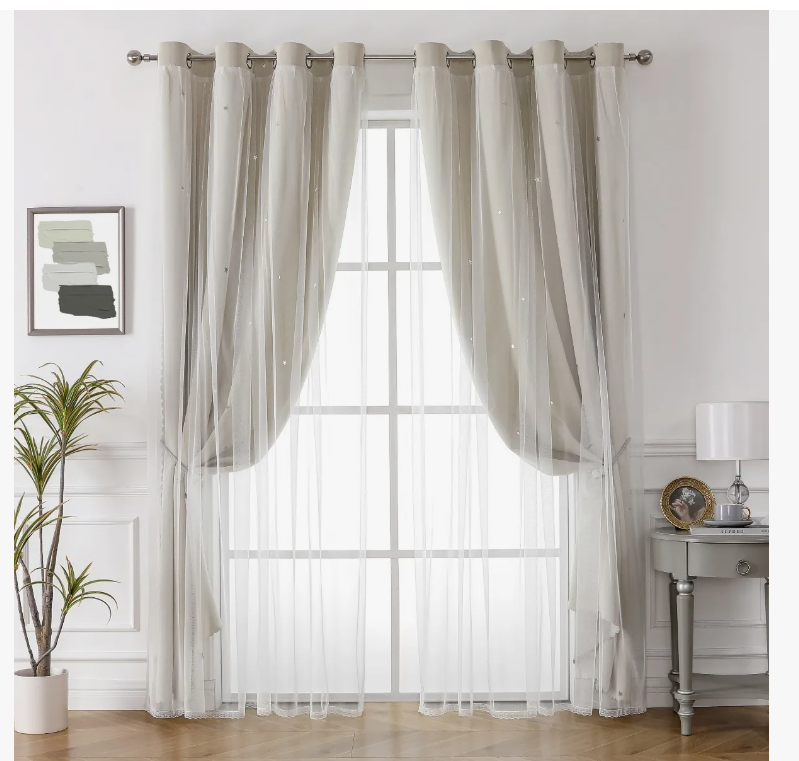 Foto 4 pulgar | 2piezas Cortinas Blackout Para Niños 132x244cm Con Estrellas