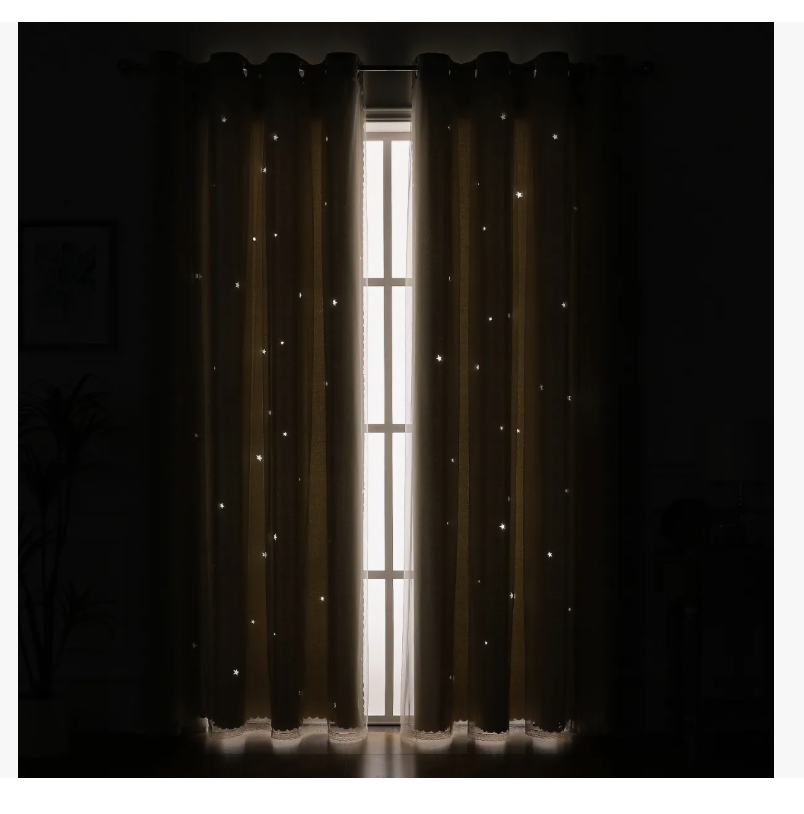 Foto 6 | 2piezas Cortinas Blackout Para Niños 132x244cm Con Estrellas