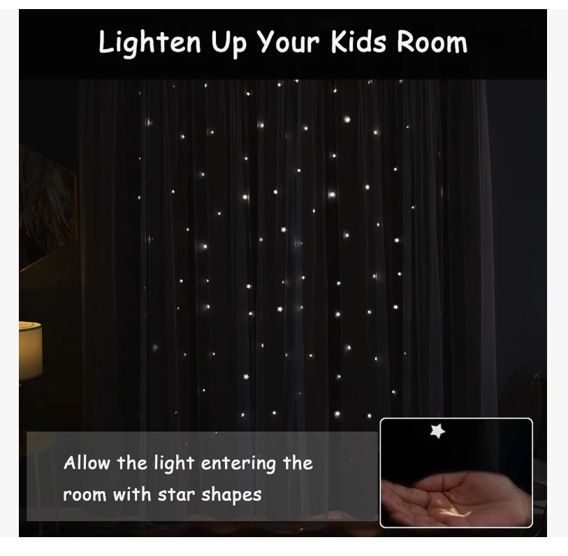 Foto 4 pulgar | Cortina Estrellas Blackout Opaca 132 X 214 Cm Cuarto Sala 1