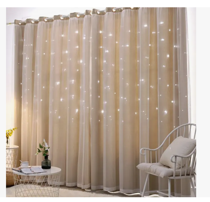 Foto 5 pulgar | Cortina Estrellas Blackout Opaca 132 X 214 Cm Cuarto Sala 1