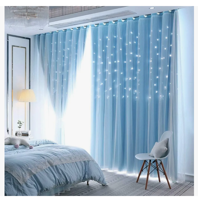 Foto 1 | Cortina Blackout De 2 Panel Con Estrellas De 132x213cm