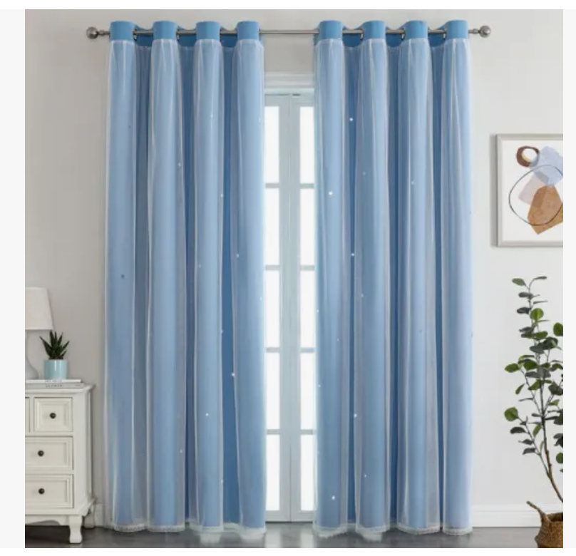 Foto 4 pulgar | Cortina Blackout De 2 Panel Con Estrellas De 132x213cm