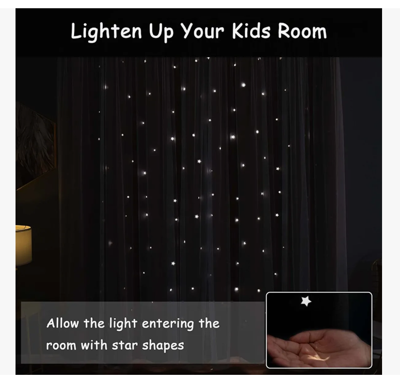 Foto 4 | Cortina Blackout De 2 Panel Con Estrellas De 132x213cm