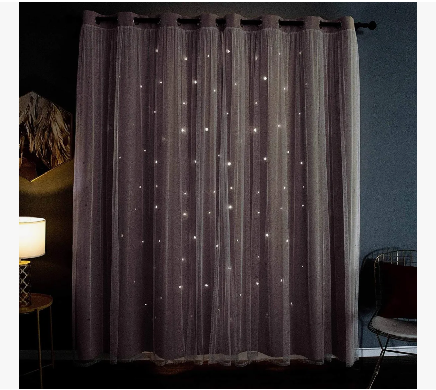 Foto 3 | Cortina Blackout De 2 Panel Con Estrellas De 132x213cm