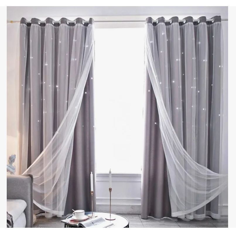 Foto 1 | Cortina Estrellas Blackout Opaca 132 X 214 Cm Cuarto Sala 1