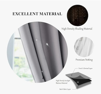 Foto 3 | Cortina Estrellas Blackout Opaca 132 X 214 Cm Cuarto Sala 1
