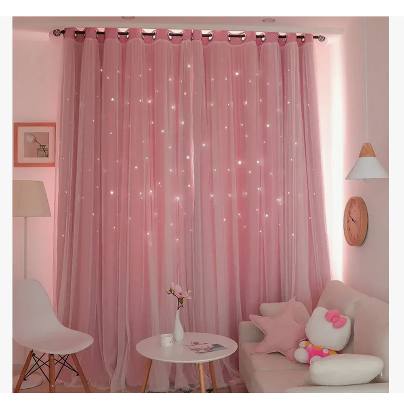 Foto 3 pulgar | Cortina Estrellas Blackout Opaca 132 X 214 Cm Cuarto Sala 1