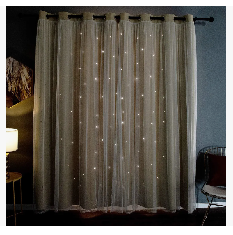 Foto 4 pulgar | Cortina Blackout De 2 Panel Con Estrellas De 132x213cm