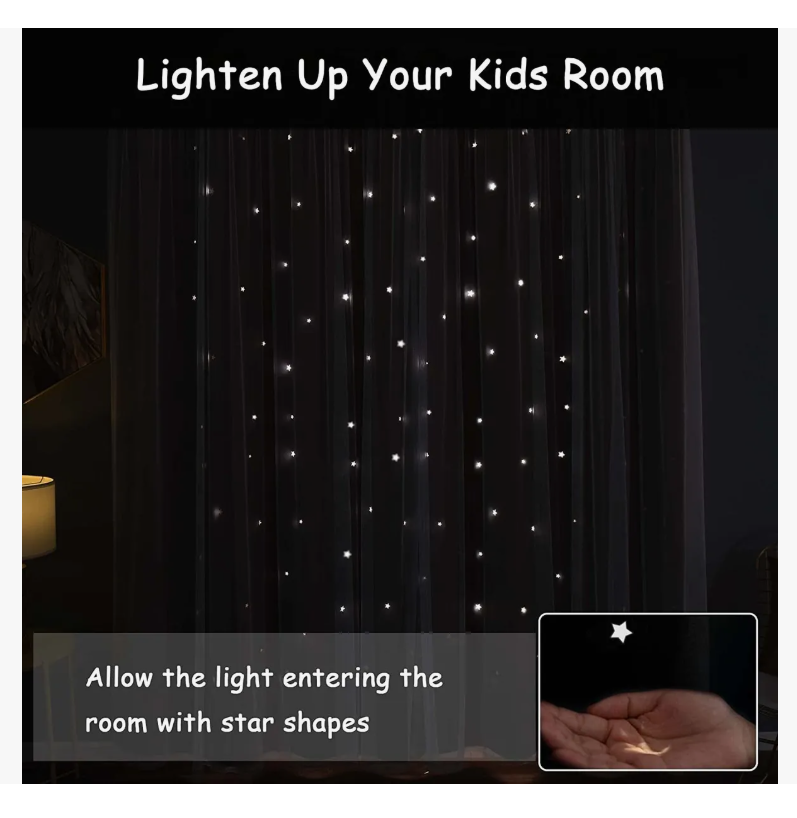 Foto 6 pulgar | Cortina Blackout De 2 Panel Con Estrellas De 132x213cm
