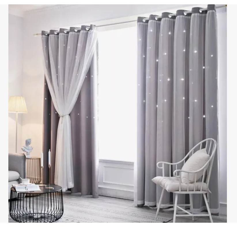 Foto 4 pulgar | Cortina Blackout De 2 Panel Con Estrellas De 132x213cm