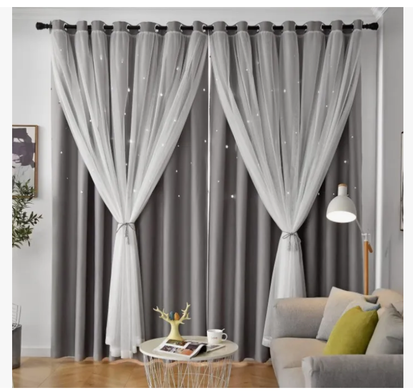 Foto 5 pulgar | Cortina Blackout De 2 Panel Con Estrellas De 132x213cm