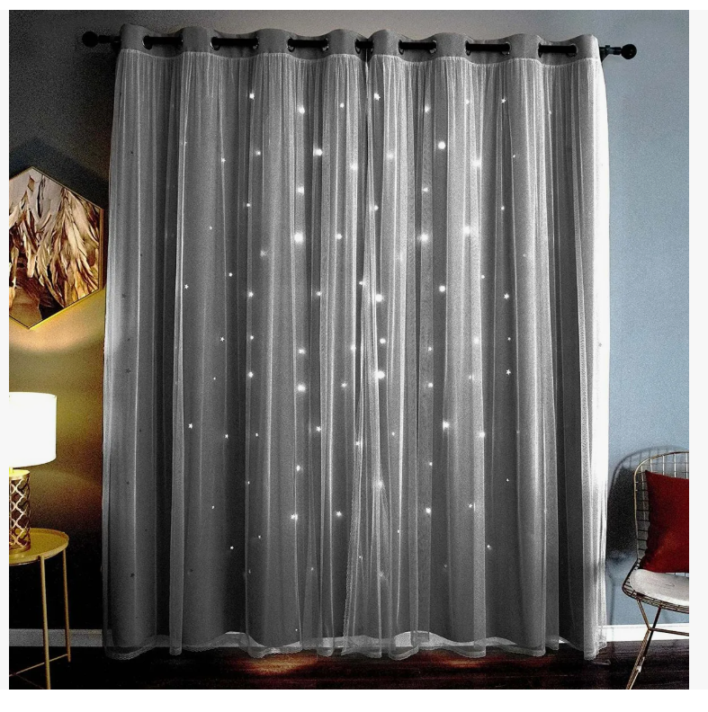 Foto 6 pulgar | Cortina Blackout De 2 Panel Con Estrellas De 132x213cm