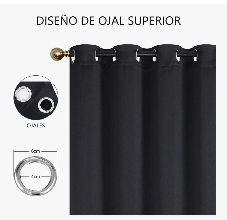 Foto 4 pulgar | Cortina Black Box 280 x 220 cm Negra