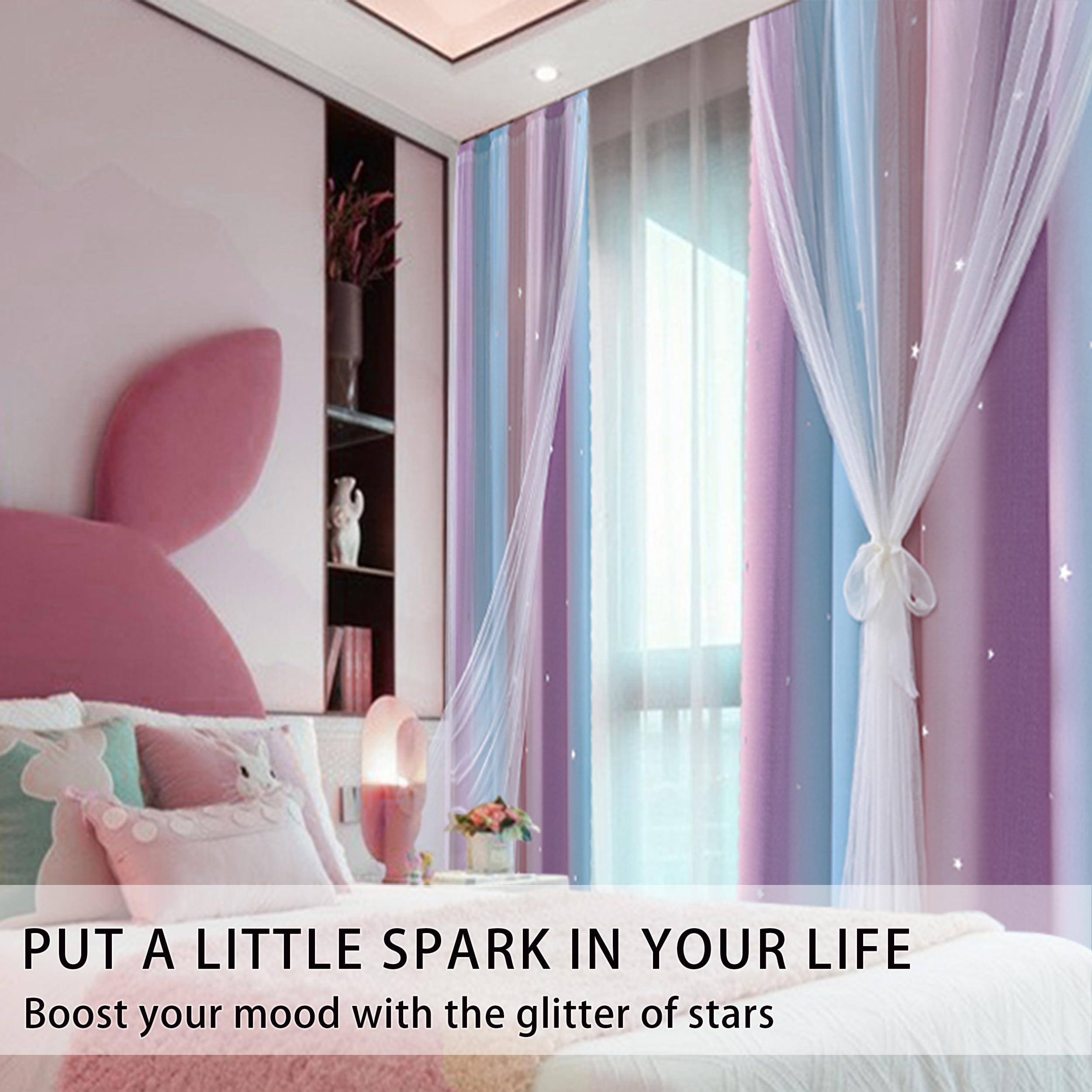 Foto 3 pulgar | Cortinas Xidi Con Diseño De Princesa Unicornio Para Dormitorio De Niñas - Venta Internacional.