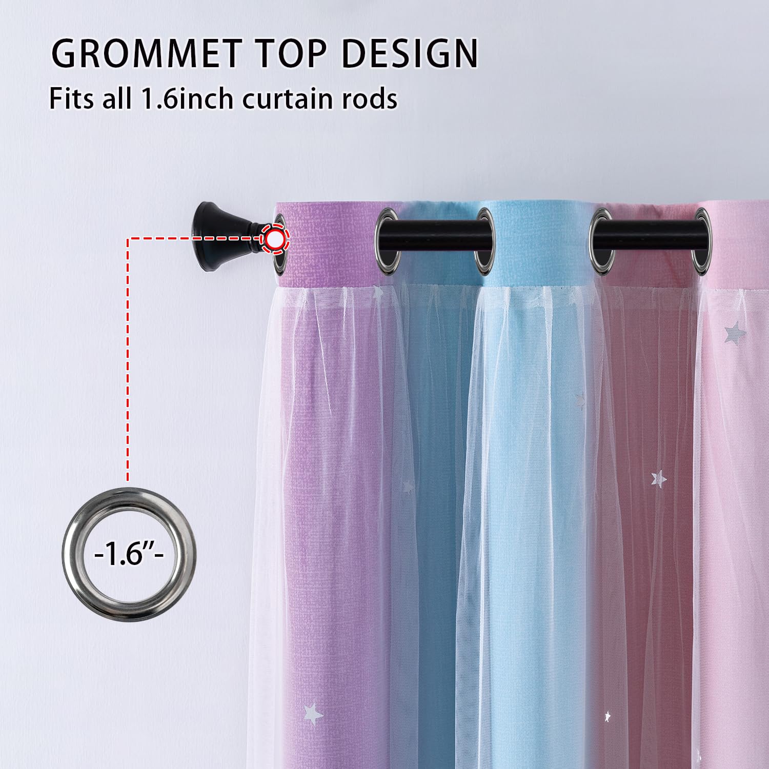 Foto 5 pulgar | Cortinas Xidi Con Diseño De Princesa Unicornio Para Dormitorio De Niñas - Venta Internacional.