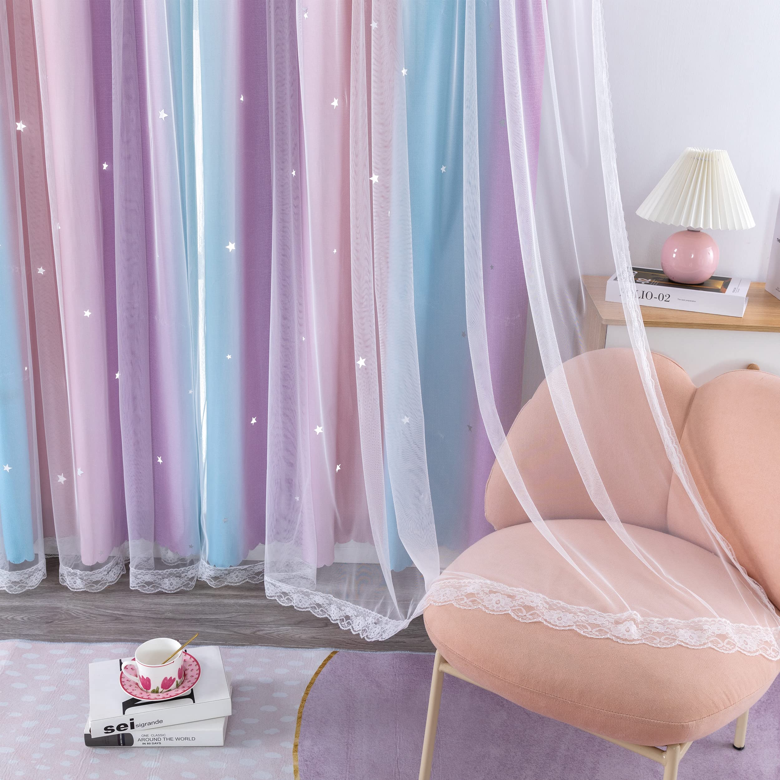 Foto 8 pulgar | Cortinas Xidi Con Diseño De Princesa Unicornio Para Dormitorio De Niñas - Venta Internacional.