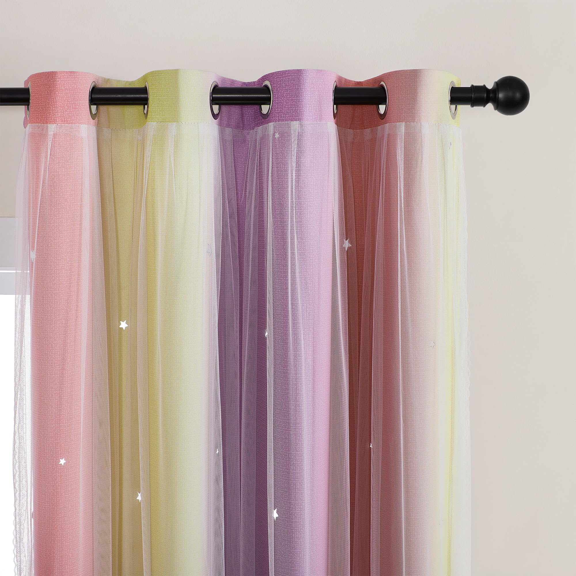 Foto 3 pulgar | Cortinas Xidi Pink Blackout Con Arcoíris Y Unicornio, 86 X 160 Cm, 1 Unidad - Venta Internacional.