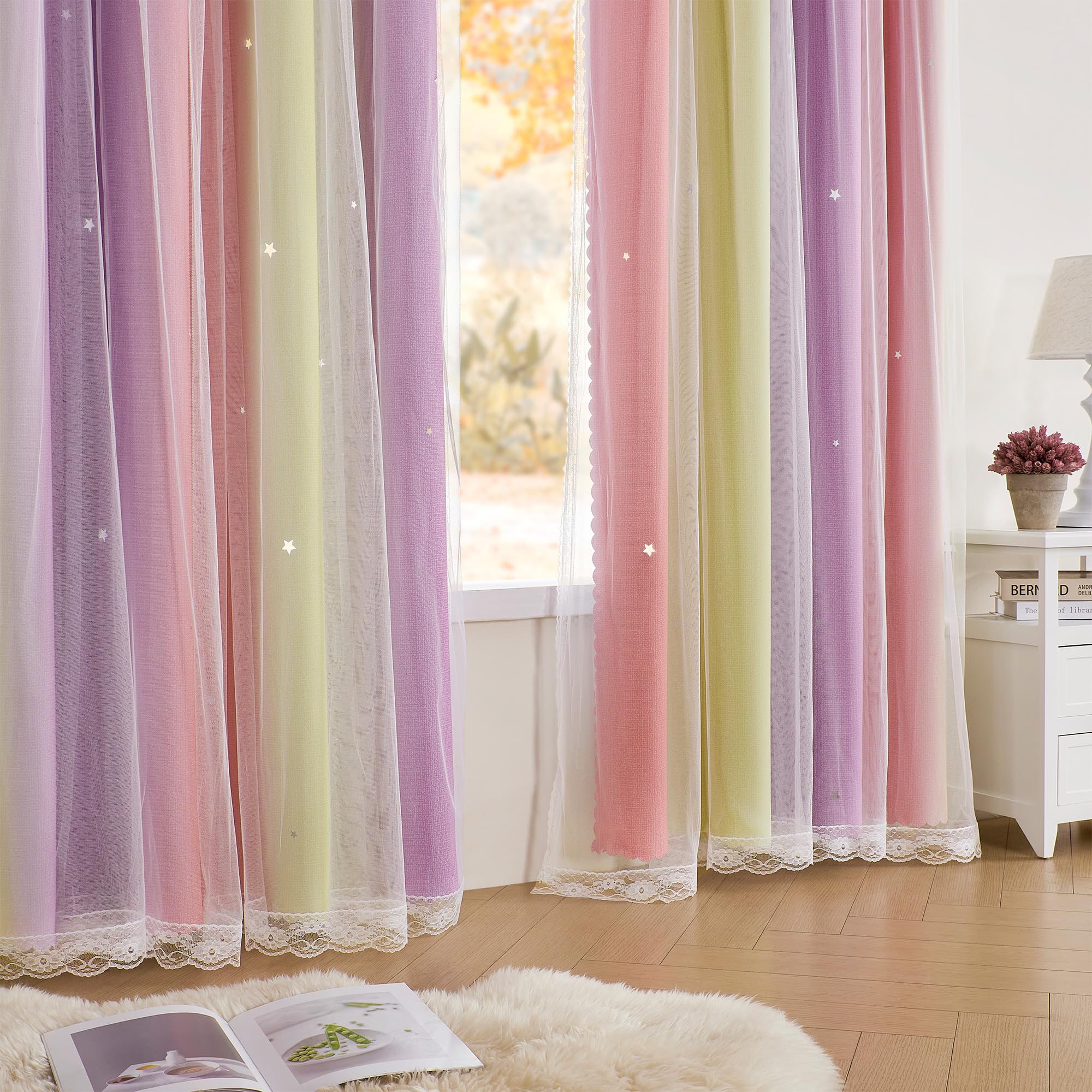Foto 4 pulgar | Cortinas Xidi Pink Blackout Con Arcoíris Y Unicornio, 86 X 160 Cm, 1 Unidad - Venta Internacional.