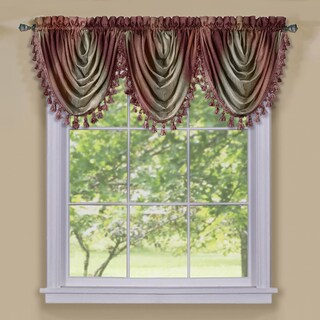 Foto 1 | Cortinas De Ventana Con Cenefa Tipo Cascada Achim Ombre, Color Burdeos - Venta Internacional.