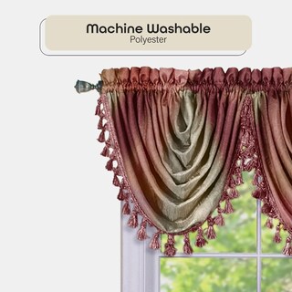 Foto 3 | Cortinas De Ventana Con Cenefa Tipo Cascada Achim Ombre, Color Burdeos - Venta Internacional.