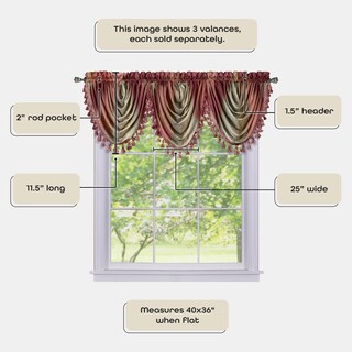 Foto 4 | Cortinas De Ventana Con Cenefa Tipo Cascada Achim Ombre, Color Burdeos - Venta Internacional.