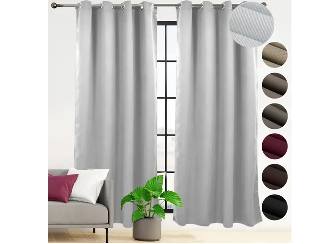 Cortina  Premium 2 Paneles 280x220cm Para Ventana Habitación Sala Color Plata