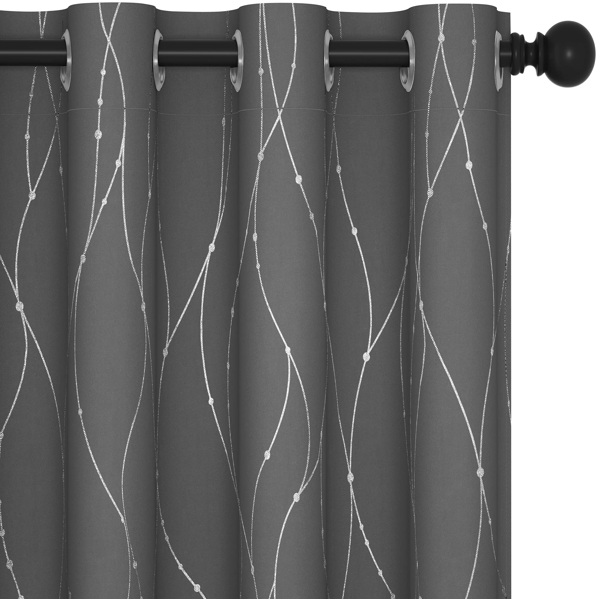 Foto 1 | Cortinas Deconovo Opacas Con Ojales Estampados En Plata - Venta Internacional.