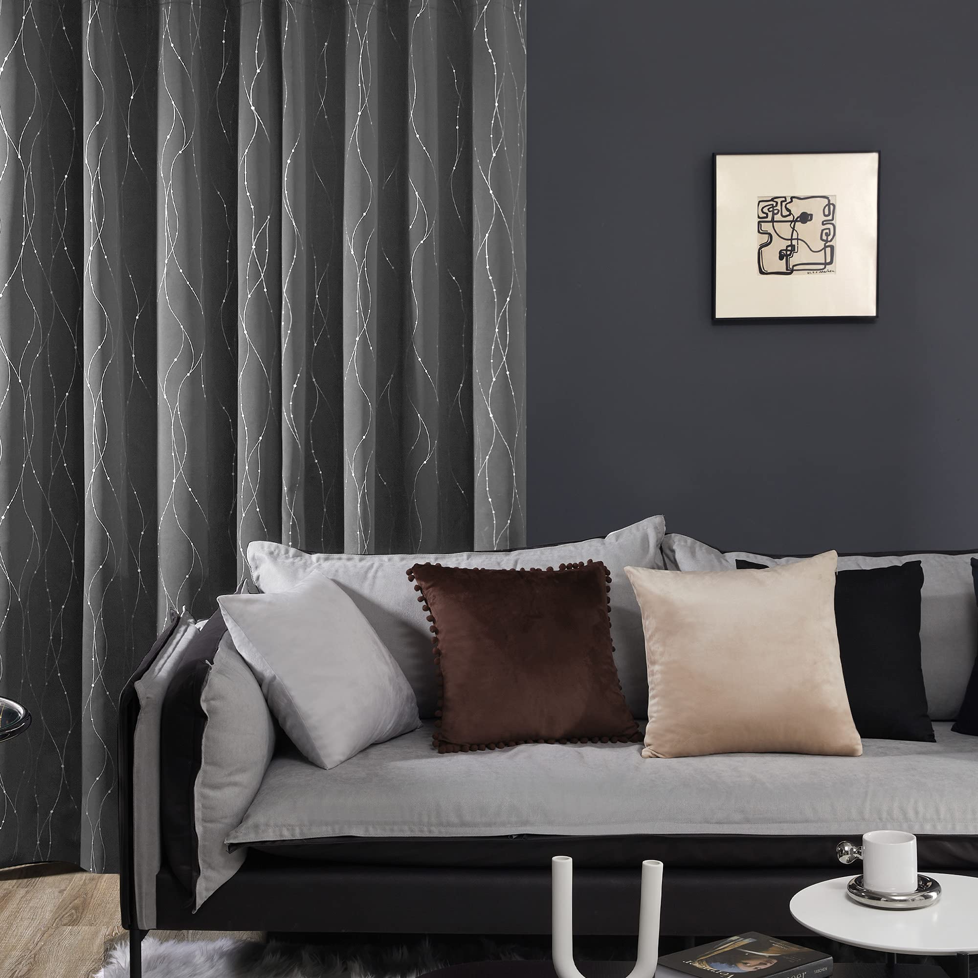 Foto 4 pulgar | Cortinas Deconovo Opacas Con Ojales Estampados En Plata - Venta Internacional.