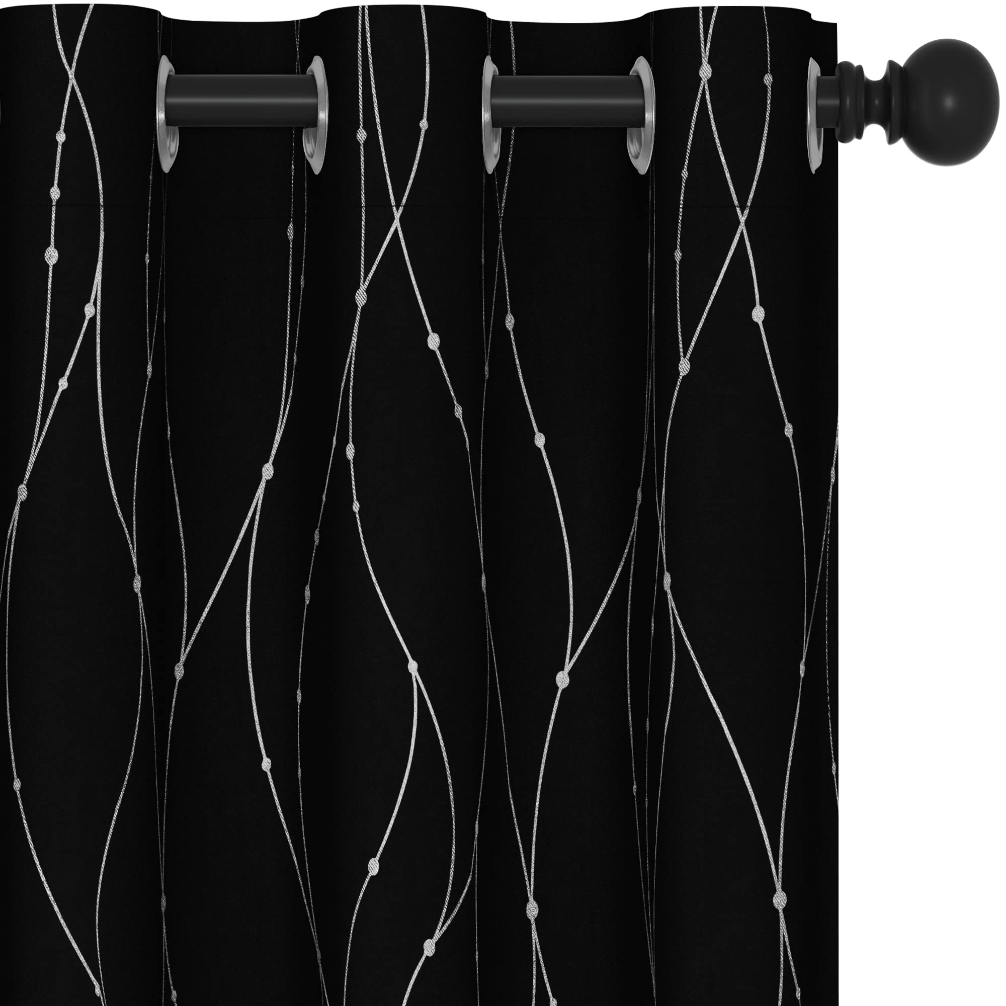 Foto 1 | Cortinas Deconovo Opacas Con Ojales Estampados En Plata - Venta Internacional.