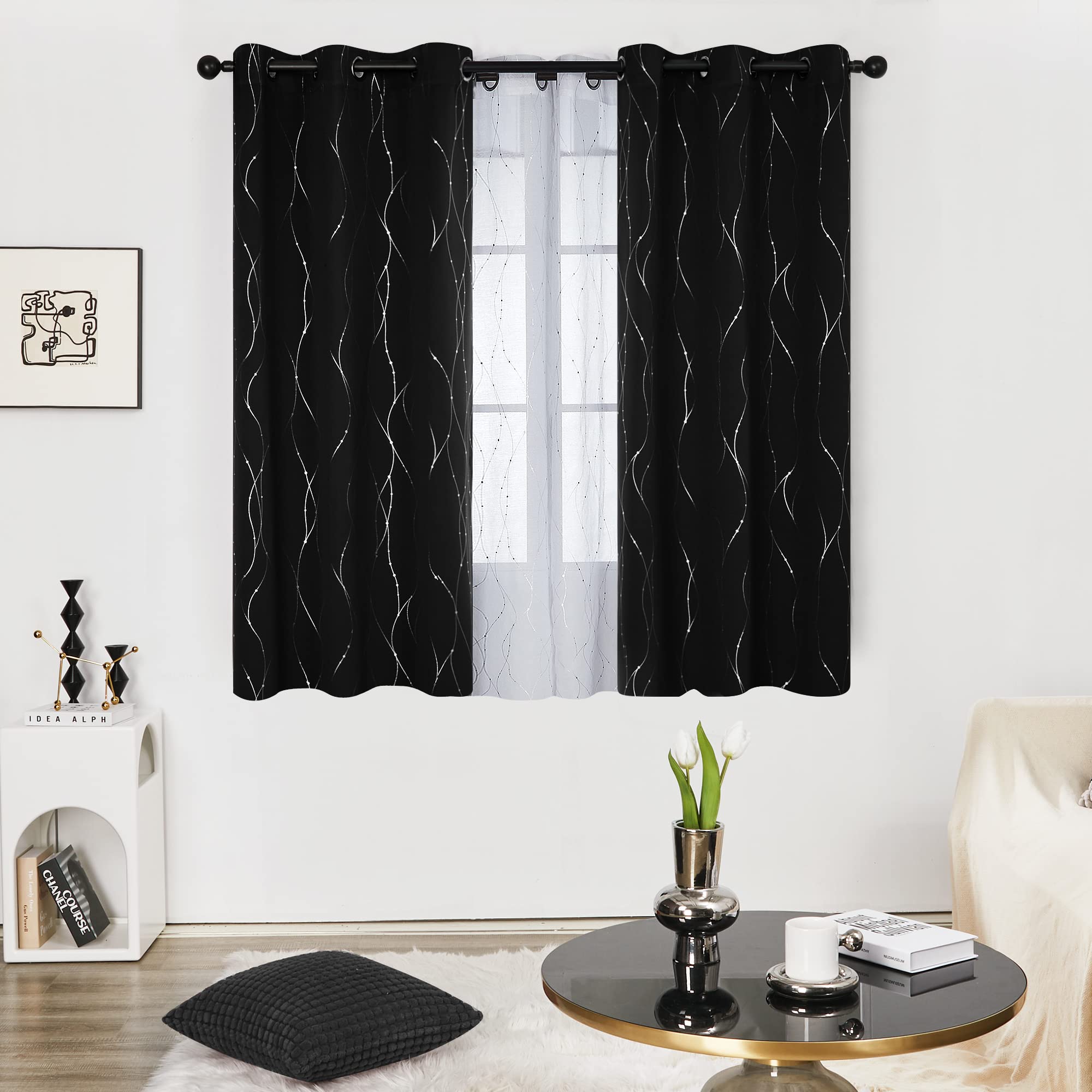 Foto 3 pulgar | Cortinas Deconovo Opacas Con Ojales Estampados En Plata - Venta Internacional.