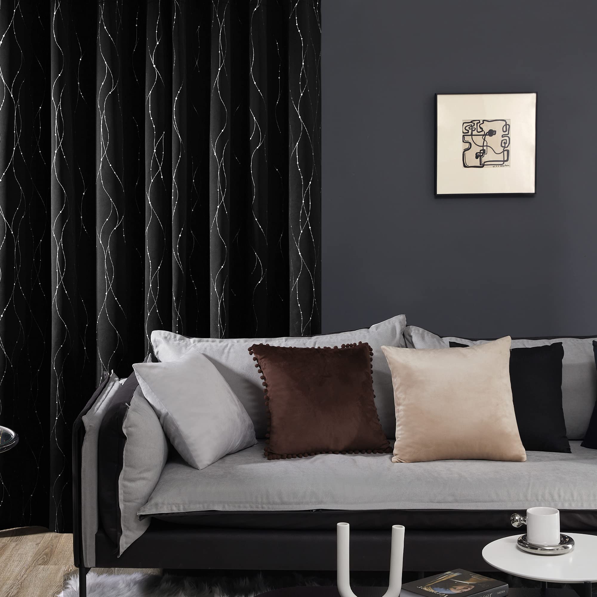 Foto 3 | Cortinas Deconovo Opacas Con Ojales Estampados En Plata - Venta Internacional.