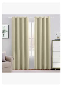 Foto 2 | Cortinaspara Recamara Sala Premium 270x215cm 2 Paneles Aislamiento Térmico Y Reducción De Ruido Tela Impermeable Beige