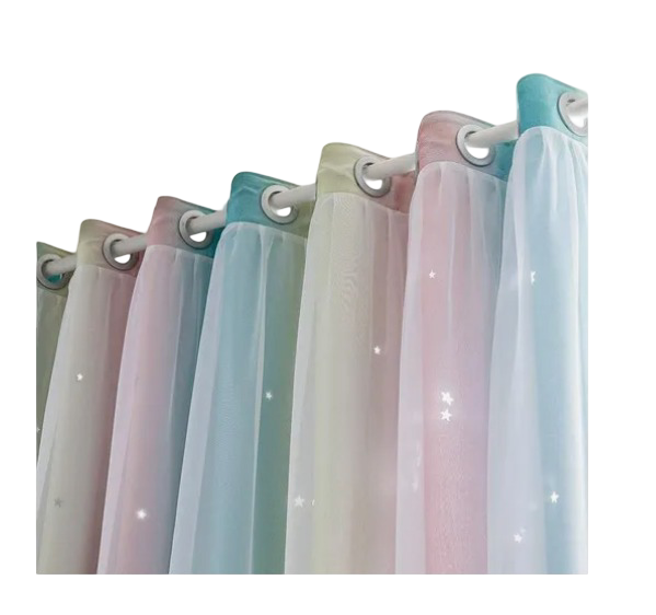 Foto 2 pulgar | 2piezas Cortinas Blackout Para Niños 132x214cm Con Estrellas