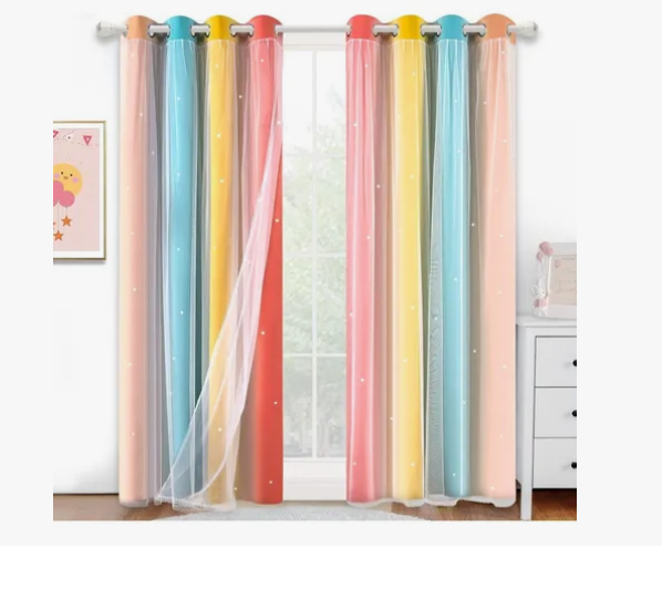 Foto 2 | 2piezas Cortinas Blackout Para Niños 132x214cm Con Estrellas