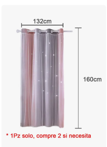 Foto 3 pulgar | Cortina Estrellas Blackout 132 Cm X 160 Cm 1 Unidad Color Rosa All Migh1