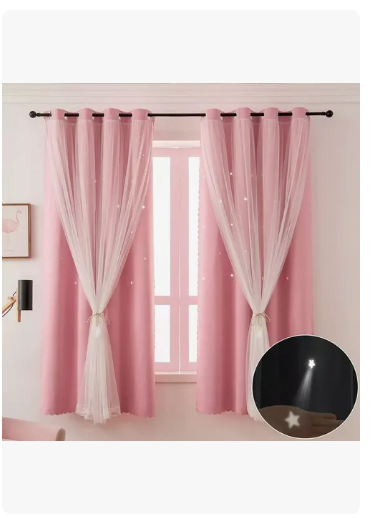 Foto 4 pulgar | Cortina Estrellas Blackout 132 Cm X 160 Cm 1 Unidad Color Rosa All Migh1