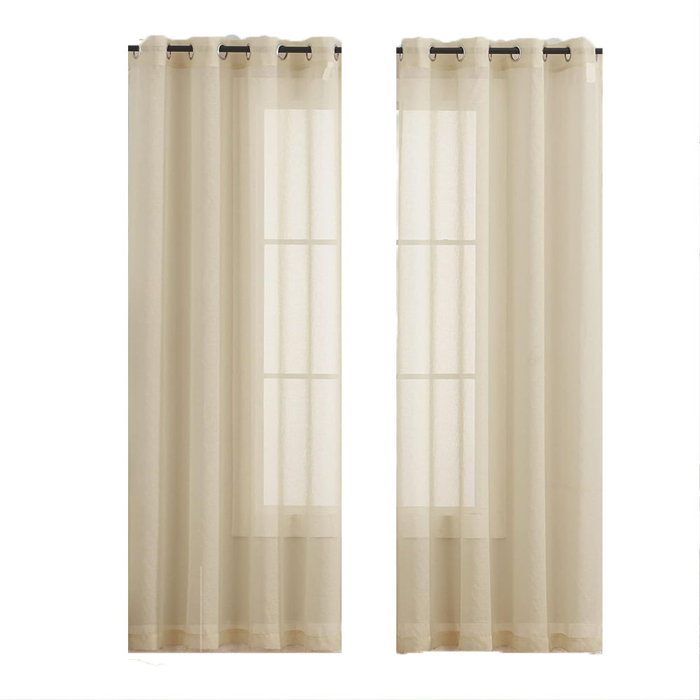 Foto 2 pulgar | Cortinas Translúcidas 2 Paneles 140x220 Cm Color Beige | Luz Natural Y Estilo Moderno Kyuden Home